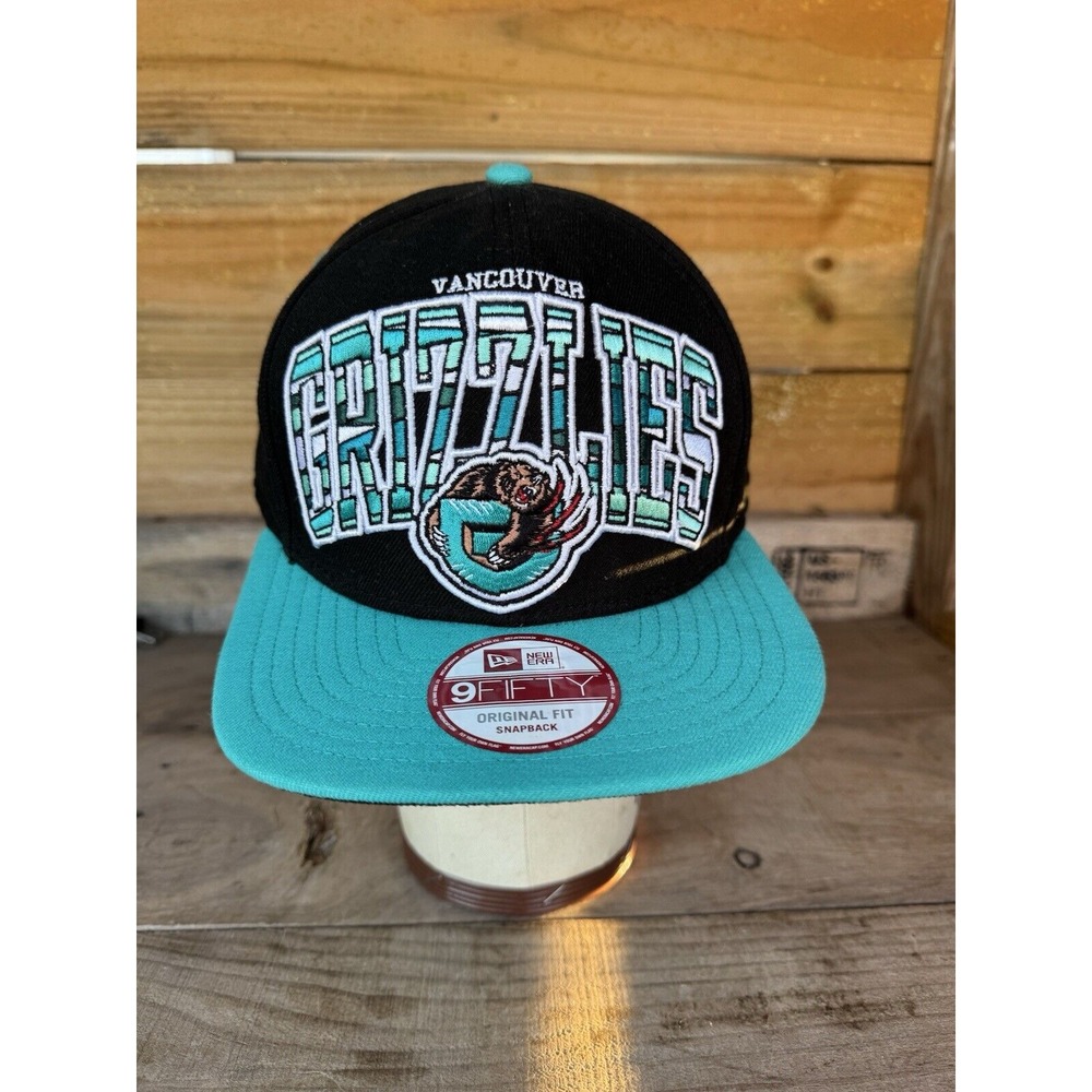 Vintage Vancouver Grizzlies Adjustable Snapback NBA Hat Black Teal New‎ Era OSFM